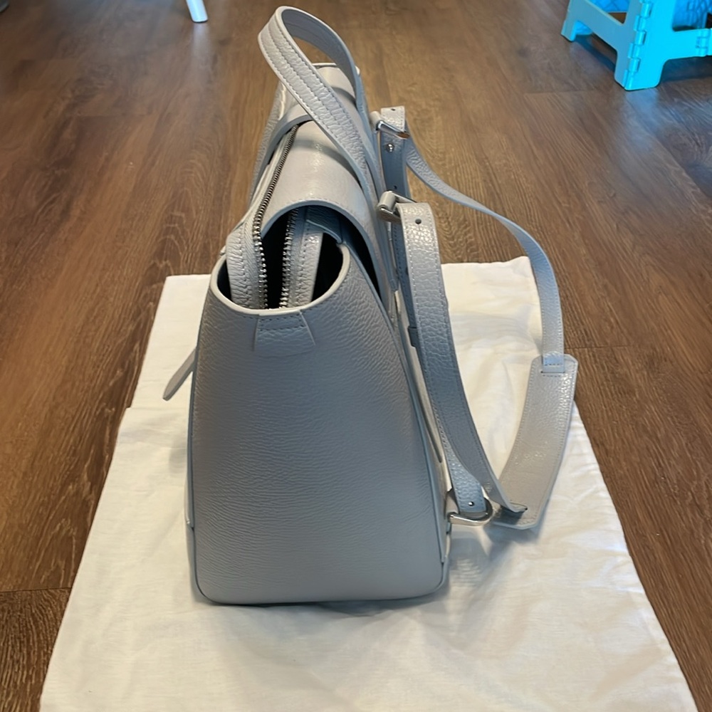 Senreve Maestra Satchel Bag Dolce Ice Blue Pebbled Leather Silver - Picture 4 of 8